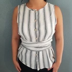 Who What Wear linen striped top